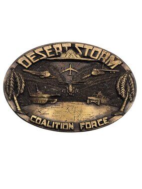 Desert Storm Belt Buckle Coalition Force 1991 Vintage USA Made Military Army